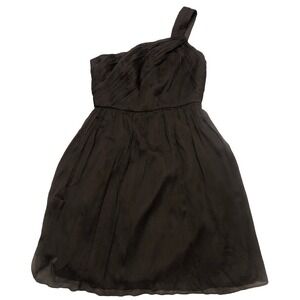 J Crew Dress 10 Brown One Shoulder Drape Silk Chiffon Cocktail Party Bridal